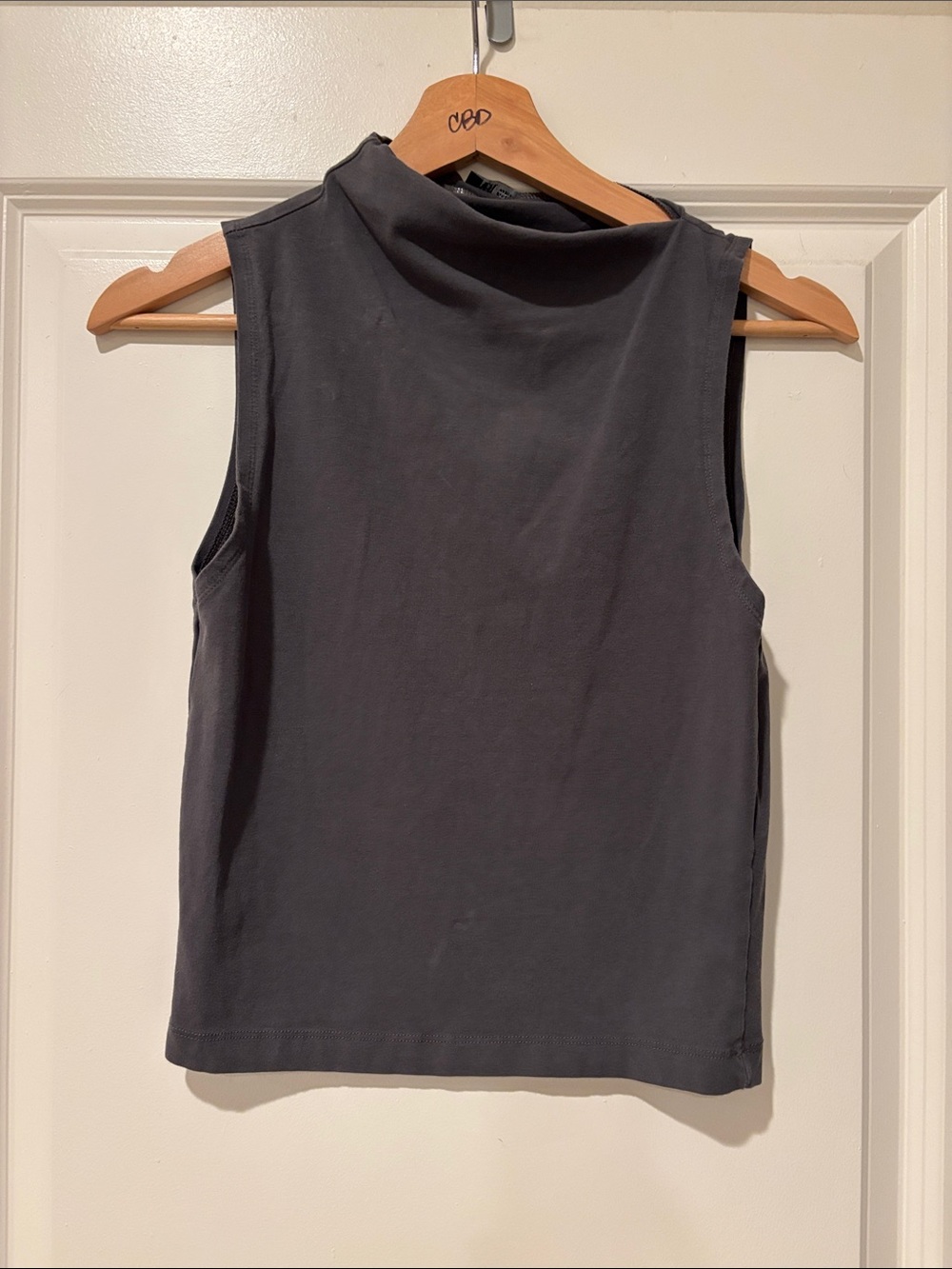 Zara Sleeveless Mock Neck Tank - Charcoal Gray